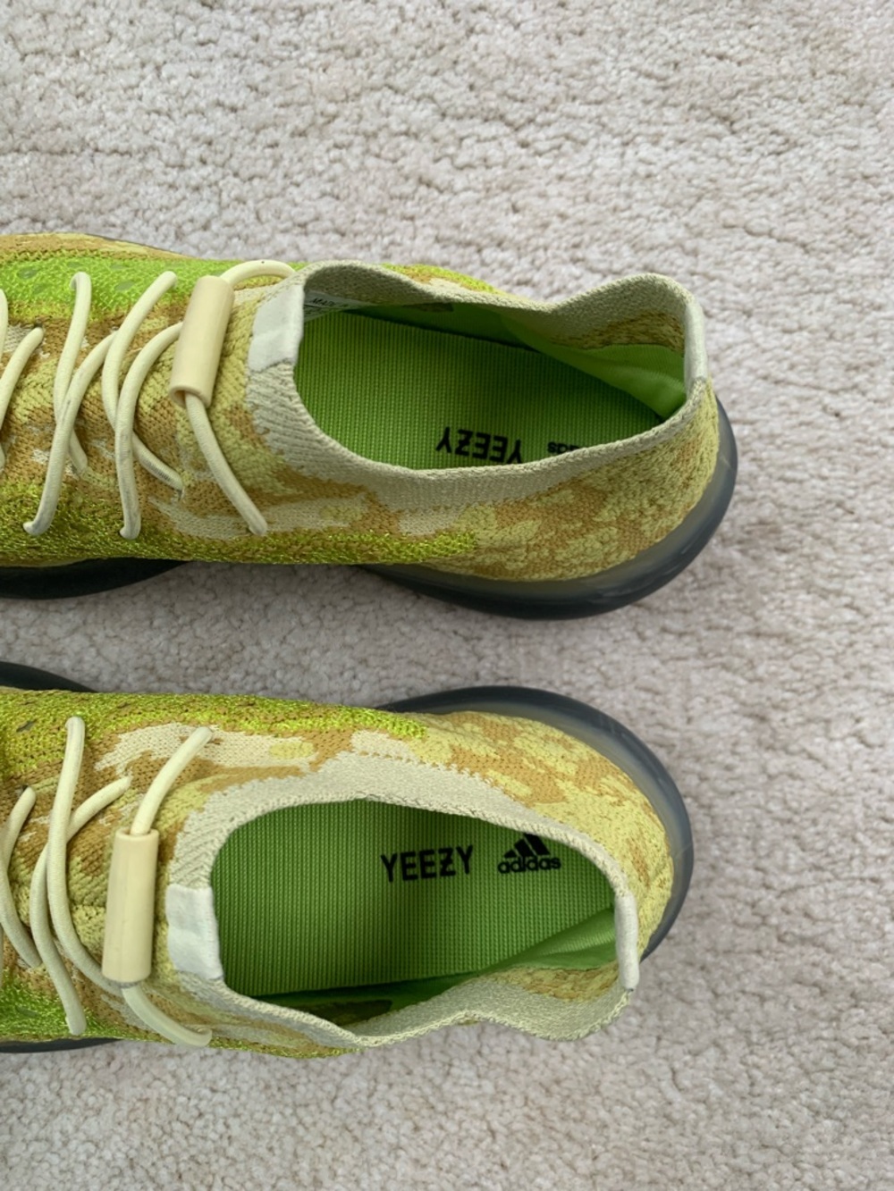 Adidas Big Kid Size 3.5 Yeezy Boost 380 Hylte Neon Lime Green Slip In Sneakers - Picture 7 of 15